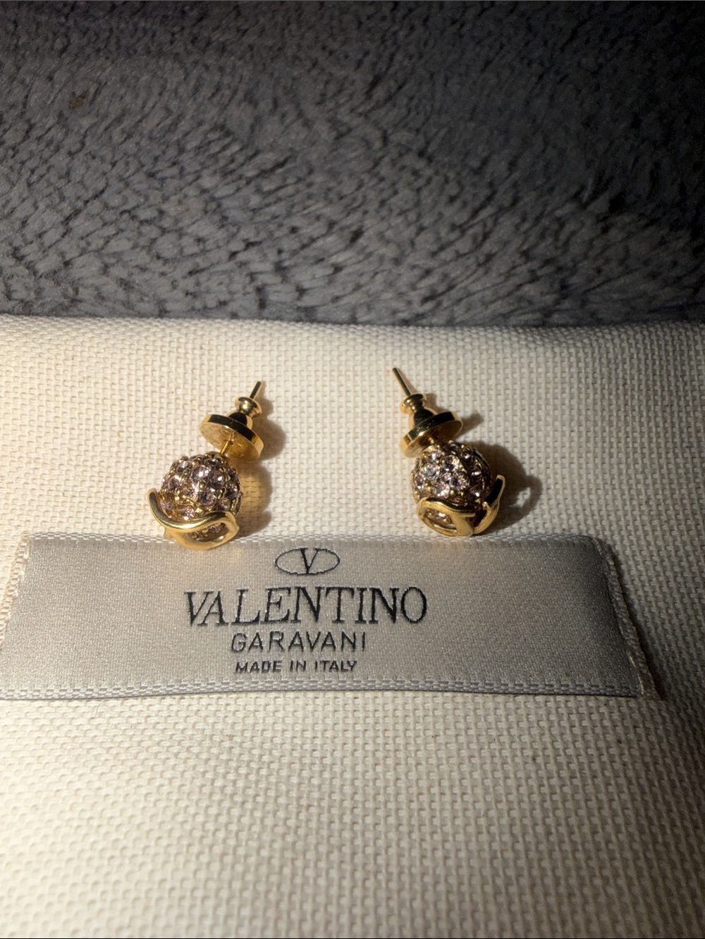 Preloved Valentino Garavani Gold Crystal Dome Stud Earrings excellent condition